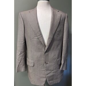 Ermenegildo Zegna Mens Camel Hair Silk Houndstooth Tan Blazer Sport Coat 48R